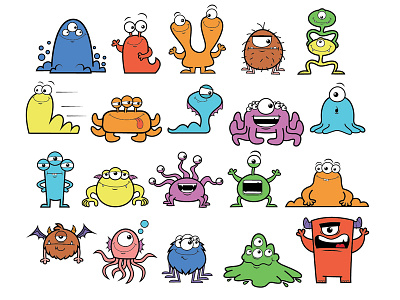 Monster Stickers app cartoon cute illustrator monster monsters stickers vector