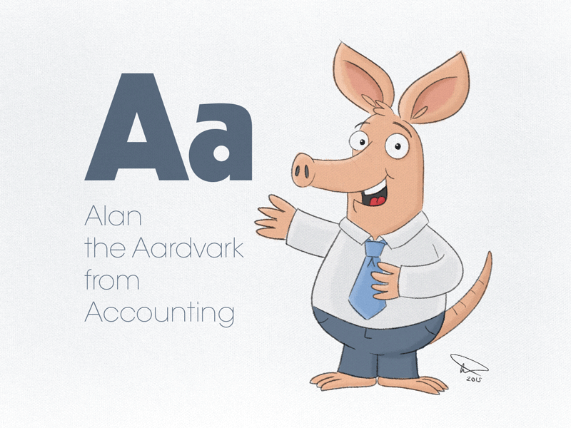 Animal Alphabets Aardvark a aardvark alphabet animal cartoon cute photoshop