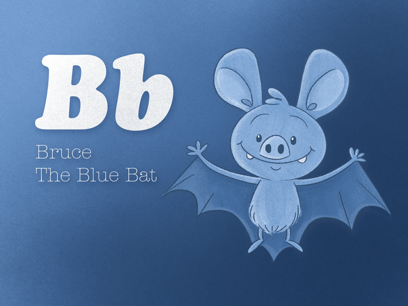Blue Bat a alphabet animal bat blue cartoon cute photoshop