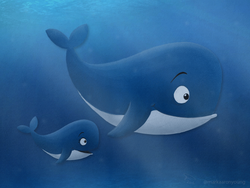 The Ocean Blue blue cartoon cute illustration ipad pro ocean procreate sea under water whale