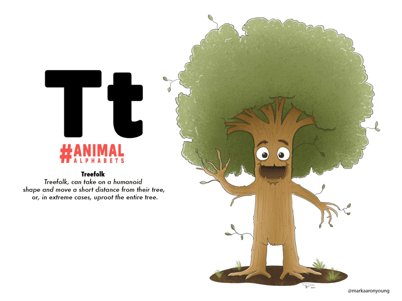 Treefolk animal alphabet cartoon cute illustration ipad pro nature photoshop procreate t tree