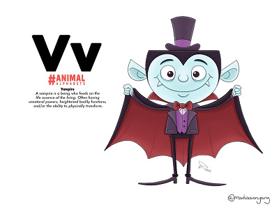 V is for Vampire animal alphabets blood cartoon childrens book cute illustration kids lit photoshop procreate vampire