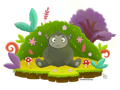 OK to be Grey cartoon colourful cute forest grey happy illustration ipad pro monster photoshop procreate