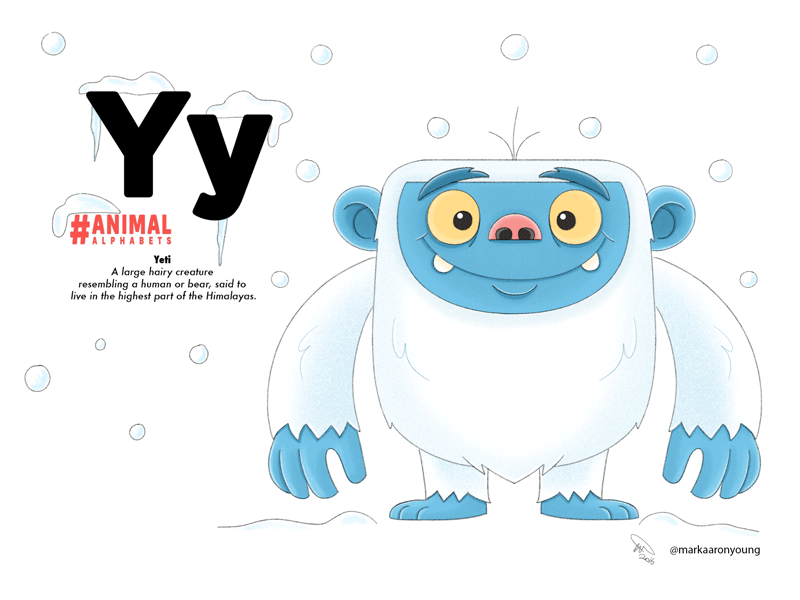 Y is for Yeti alphabet animal cartoon cute illustration monster photoshop snow y yeti