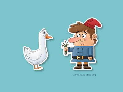 Dwarf Longnose Stickers. cartoon cute dwarf fairy tale goose long nose stickers wilhelm hauff