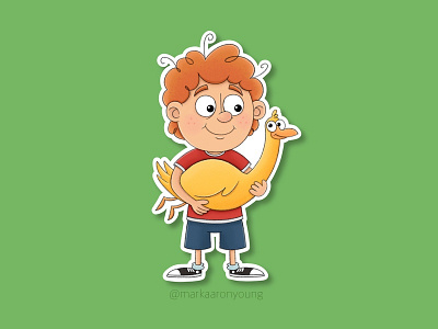 Golden Goose Sticker animal boy cartoon child cute fairy tale golden goose goose illustration sticker