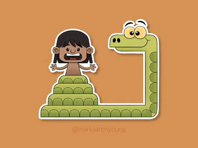 Kaa the Snake Sticker boy cartoon cute illustration jungle book kaa mowgli snake sticker