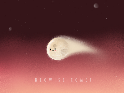Neowise Comet Cute Version art astrology character comet cute design drawingart illustration kawaii neowise procreate space stars