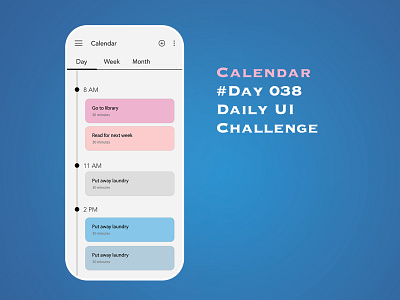 Day 038 - Calendar - Daily UI Design Challenge calendar challenge mobile uidesign ux