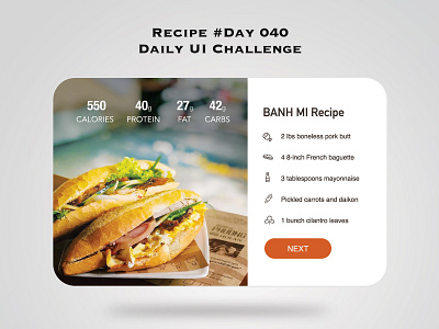 Day 040 - Recipe - Daily UI Design Challenge