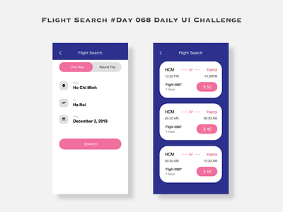 Day 068 - Flight Search - Daily UI Design Challenge challenge flight booking mobile uidesign ux