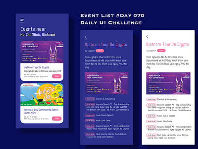 Day 070 - Event List - Daily UI Design Challenge challenge event list uidesign ux