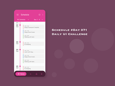 Day 071 - Schedule - Daily UI challenge challenge mobile schedule uidesign ux