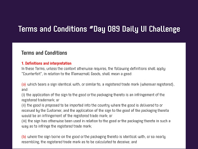 Day 089 - Terms Of Service - Daily UI challenge challenge terms of service uidesign ux