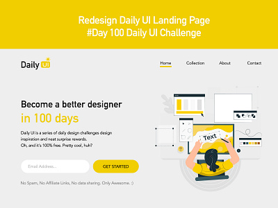 Day 100 - Redesign Daily UI Landing Page