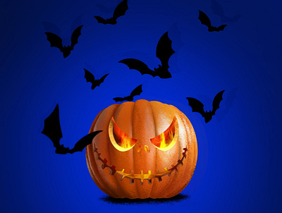 halloween pumpkin with bats halloween illustration illustration art pumpkin иллюстратор