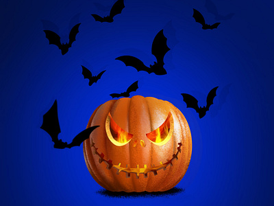 halloween pumpkin with bats