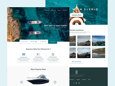 ELENIO - Rental Boat adobe boat branding clean company figma inspiration landing page rental sea ui uiux website yacht