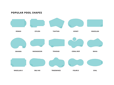 Pool Shapes flat icon design icon set iconography icons pool pool builder pool construction pool shapes pools swimming pools vector