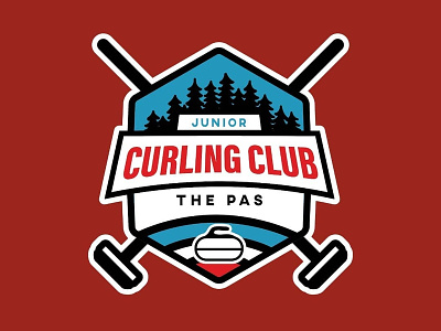 Logo design for The Pas Junior Curling Club badge badge design badge logo branding curling flat identity logo
