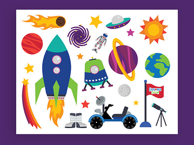 Space Explorer Sticker Illustrations
