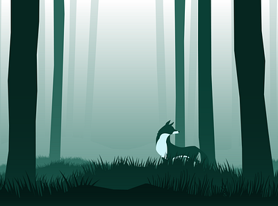 Fox in the woods - Renard en forêt app art design flat graphic design illustration illustrator vector web website