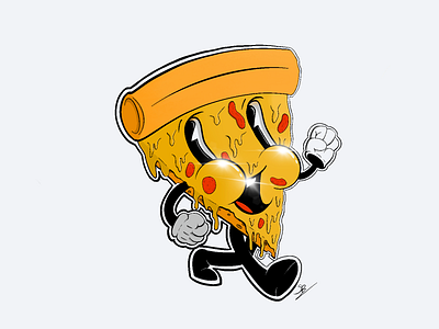 Happy pizza guy 30s art cartoon cartoon character cartoon illustration design illustration ipadpro painting pizza procreate