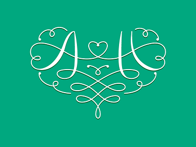 Wedding logo ah decoration heart lettering logo monogram swirl wedding