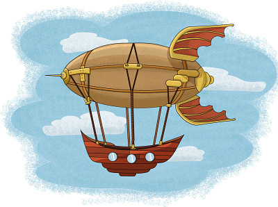 Airship adventure airship day design fantasy fantasy art flight illustrator sky