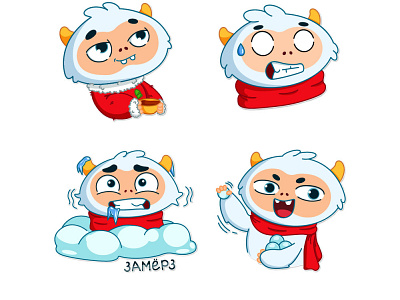 Small snowy yeti. Stickers pack android branding cartoony character design graphic design illustration stickers ui vector winter