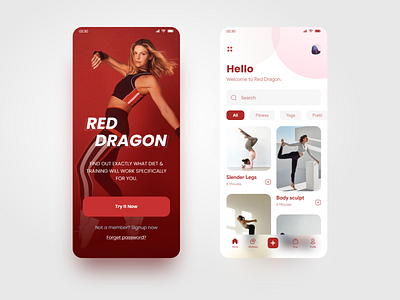 Red dragon Yoga App adobe aftereffects adobe xd android animation app design apple dribbble graphic design mobile ui mockup photoshop red responsive ui designer ui web design ux designer ux ui webdesign yoga app