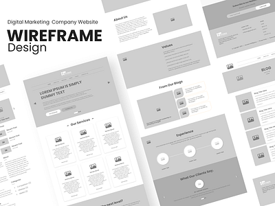 Digital Marketing Company Wireframe Design. adobexd design graphic design prototyping ui uiux websitedesign wireframe