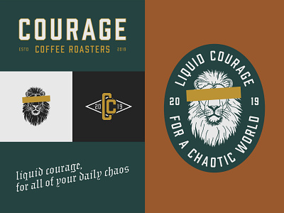 Courage Coffee Branding badge badge design badge logo brand branding branding design coffee coffee brand coffee logo illustration logo logotype monogram monogram logo typedesign visual identity