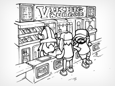 Viking Burgers drawing illustration inking scribble sketch