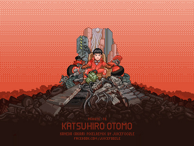 tribute to katsuhiro otomo (akira) akira comic exhausting juicefoozle pixel pixelstyle remix