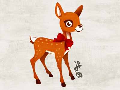 little deer 50ies 60ies deer illustration retro texture vector