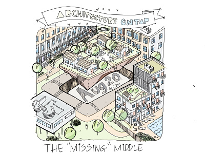 "Missing middle" america architecture art artist concept creative design digital drawing dribbble illustration poster procreate sketch sustainability usa vector