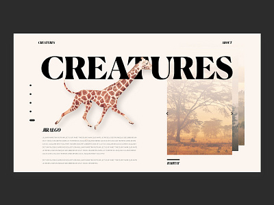 Concept UI | Creatures | @Jiralgo branding clean design flat illustrator lettering minimal photo manipulation type typography ui ux web website