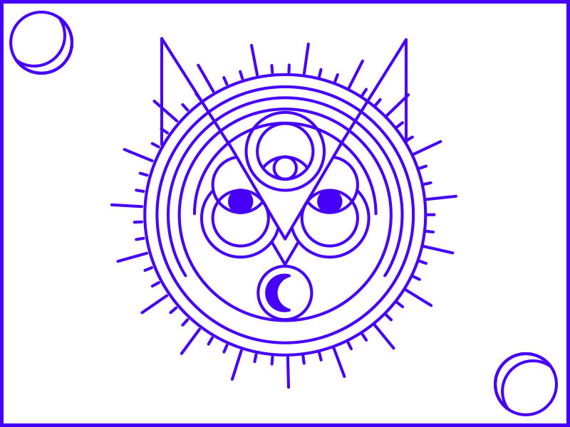 Cosmic Owl Clock 2 animated clock cosmic drawing line moon owl
