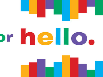 H is for hello. burbank layout rainbow stripes type