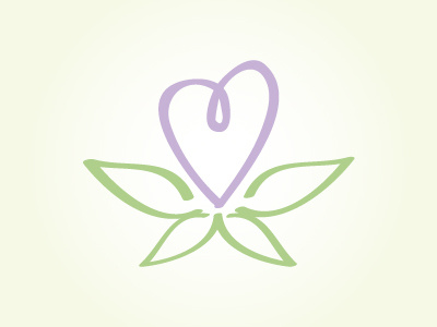 Love blooms green hand drawn heart illustrator leaves logo purple