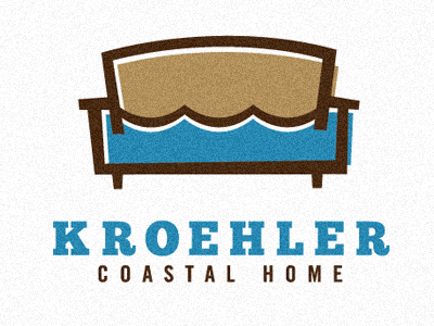 Coastal Home with type blue brown coastal couch furniture illustration logo ocean sofa wave