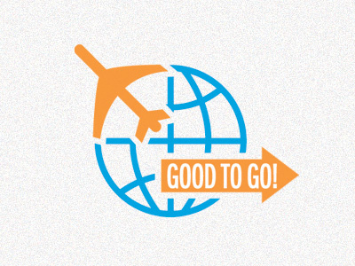 Good To Go airplane blue globe orange plane travel world