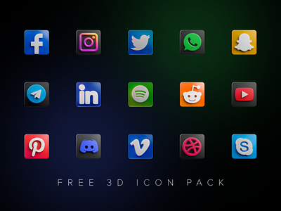 Free/CC0 3D Social Media Icons 3d b3d blender3d cc0 design elements graphic design icon pack icondesign icons iconset minimal modern royaliyfree social media