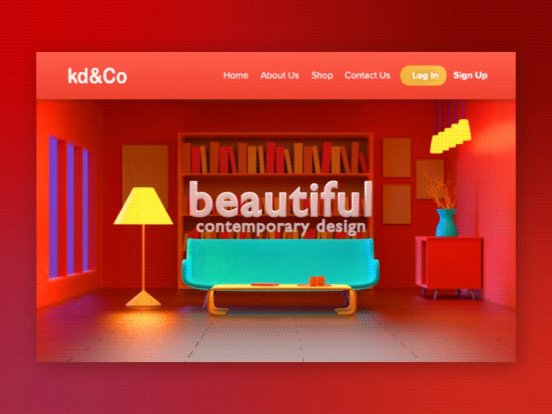 Concept Landing Page Design for KD&Co animation banner design blender3d design ecommerce furniture ui web design