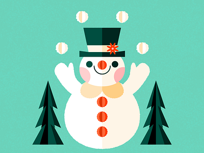 Clown Snowman character christmas colorful cute frosty holiday illustration retro snowman