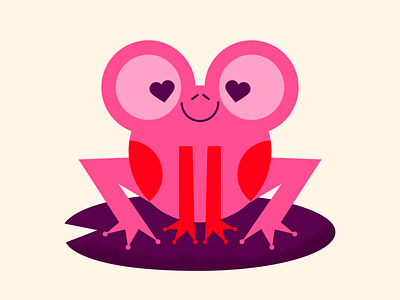 Toad-ally Into You character cute frog happy illustration love toad valentines valentines day vector