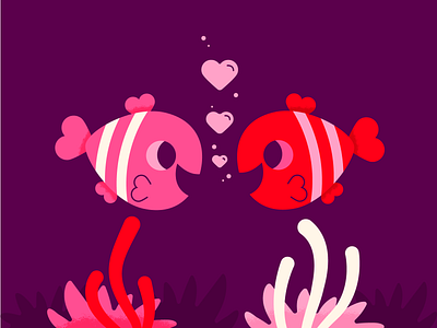 Quit Clowning Around Valentine character clownfish cute fish holiday illustration love simple valentine valentinesday vector