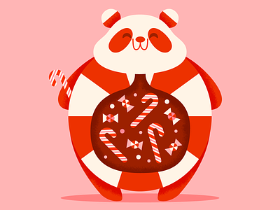 Peppermint Panda candy candy cane character christmas cute design fun happy holiday illustration panda peppermint retro