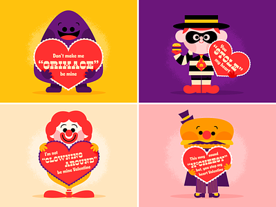 McCheesy Valentines character cute design fun grimace hamburglar happy illustration mascot mayor mccheese mcdonalds ronald mcdonald vector